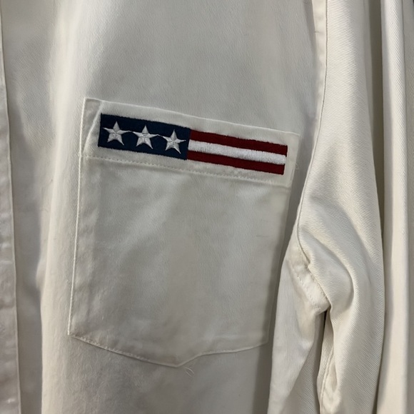 Christopher & Banks white long sleeved blouse with stars/ stripes emblems. NWT L - Picture 4 of 7